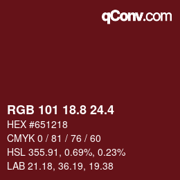 カラーコード: RGB 101 18.8 24.4 | qconv.com