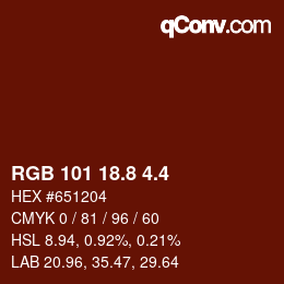 カラーコード: RGB 101 18.8 4.4 | qconv.com