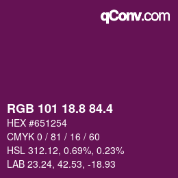 カラーコード: RGB 101 18.8 84.4 | qconv.com