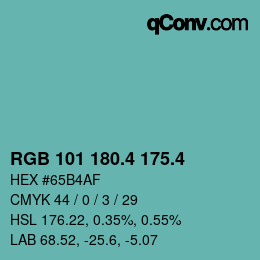 カラーコード: RGB 101 180.4 175.4 | qconv.com
