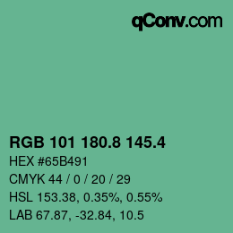 カラーコード: RGB 101 180.8 145.4 | qconv.com