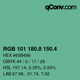 カラーコード: RGB 101 180.8 150.4 | qconv.com