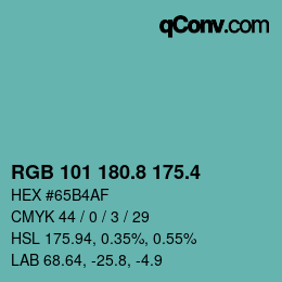 カラーコード: RGB 101 180.8 175.4 | qconv.com