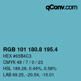 カラーコード: RGB 101 180.8 195.4 | qconv.com