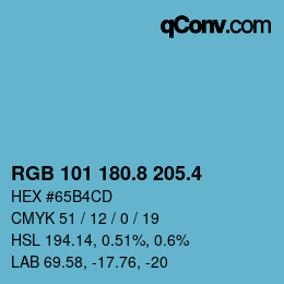 カラーコード: RGB 101 180.8 205.4 | qconv.com