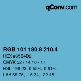 カラーコード: RGB 101 180.8 210.4 | qconv.com