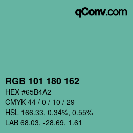 Color code: RGB 101 180 162 | qconv.com