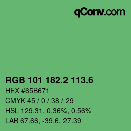 カラーコード: RGB 101 182.2 113.6 | qconv.com
