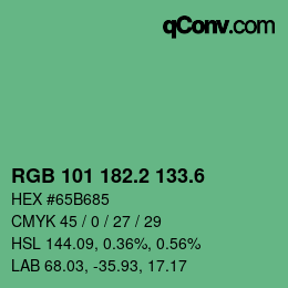 カラーコード: RGB 101 182.2 133.6 | qconv.com