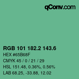 カラーコード: RGB 101 182.2 143.6 | qconv.com