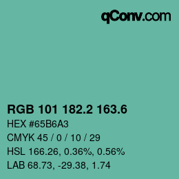 カラーコード: RGB 101 182.2 163.6 | qconv.com