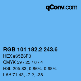 カラーコード: RGB 101 182.2 243.6 | qconv.com