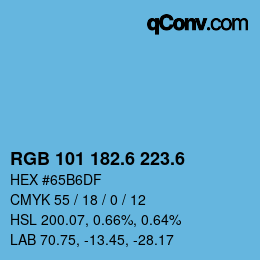 カラーコード: RGB 101 182.6 223.6 | qconv.com