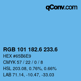 カラーコード: RGB 101 182.6 233.6 | qconv.com