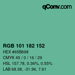 Color code: RGB 101 182 152 | qconv.com