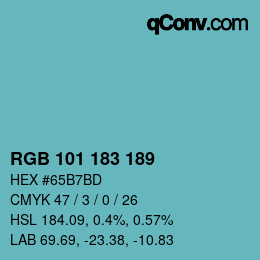 Color code: RGB 101 183 189 | qconv.com