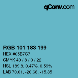 Color code: RGB 101 183 199 | qconv.com