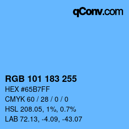 Color code: RGB 101 183 255 | qconv.com