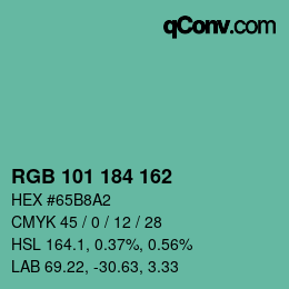 Color code: RGB 101 184 162 | qconv.com