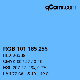 Color code: RGB 101 185 255 | qconv.com