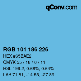 Color code: RGB 101 186 226 | qconv.com