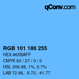 Color code: RGB 101 186 255 | qconv.com