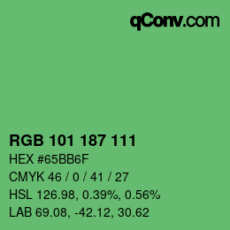 Color code: RGB 101 187 111 | qconv.com