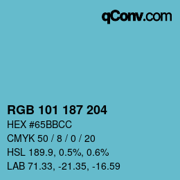 Color code: RGB 101 187 204 | qconv.com