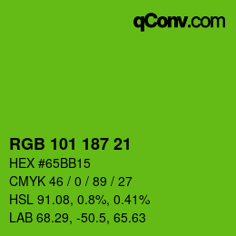 Color code: RGB 101 187 21 | qconv.com