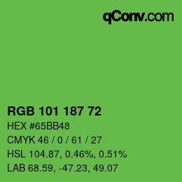 Color code: RGB 101 187 72 | qconv.com