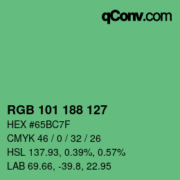Color code: RGB 101 188 127 | qconv.com