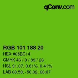 Color code: RGB 101 188 20 | qconv.com