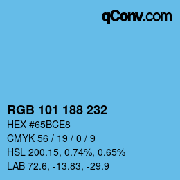 Color code: RGB 101 188 232 | qconv.com