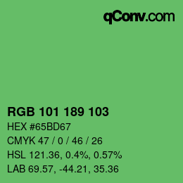 カラーコード: RGB 101 189 103 | qconv.com