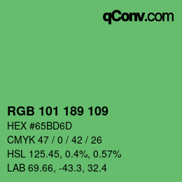 Color code: RGB 101 189 109 | qconv.com