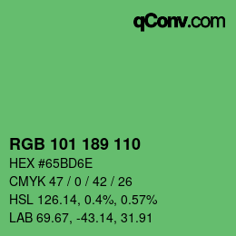カラーコード: RGB 101 189 110 | qconv.com