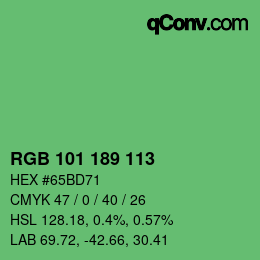 Color code: RGB 101 189 113 | qconv.com