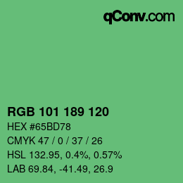 Color code: RGB 101 189 120 | qconv.com