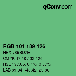 Color code: RGB 101 189 126 | qconv.com