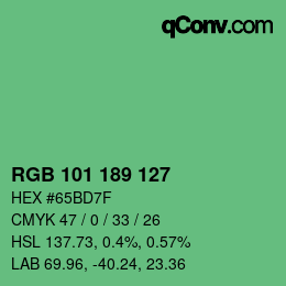 Color code: RGB 101 189 127 | qconv.com