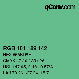 Color code: RGB 101 189 142 | qconv.com