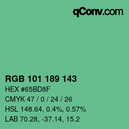 Color code: RGB 101 189 143 | qconv.com