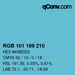 Color code: RGB 101 189 210 | qconv.com