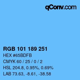 Color code: RGB 101 189 251 | qconv.com