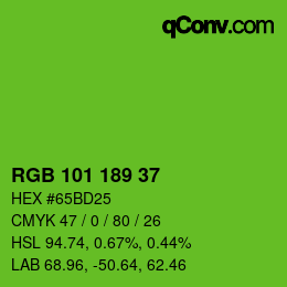 Color code: RGB 101 189 37 | qconv.com