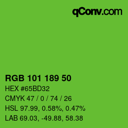 Color code: RGB 101 189 50 | qconv.com