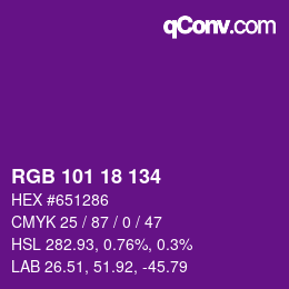 Color code: RGB 101 18 134 | qconv.com