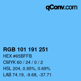 Color code: RGB 101 191 251 | qconv.com