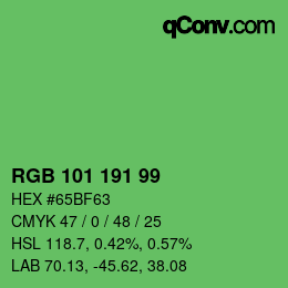 Código de color: RGB 101 191 99 | qconv.com