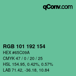 Color code: RGB 101 192 154 | qconv.com